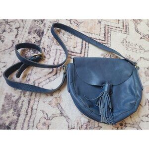 Free People Sundown Wilds Blue Leather Tassle Crossbody Bag